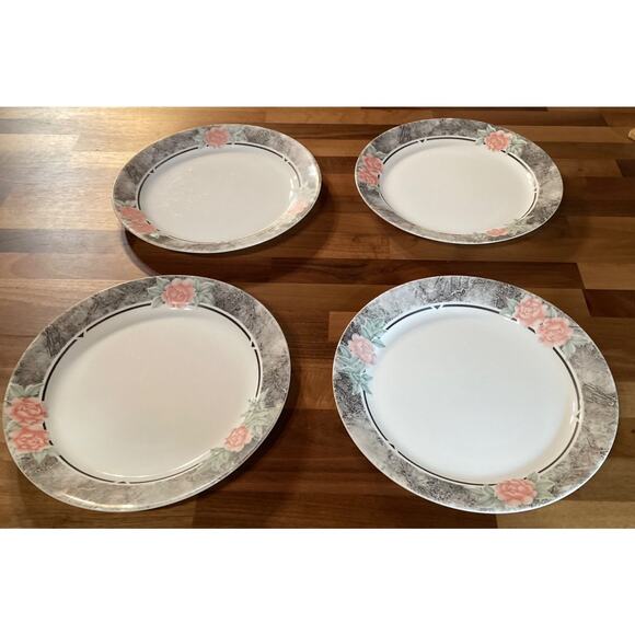 Set of 4 Corelle by Corning Silk and Roses Dinner Plates 10.25" - Picture 6 of 10